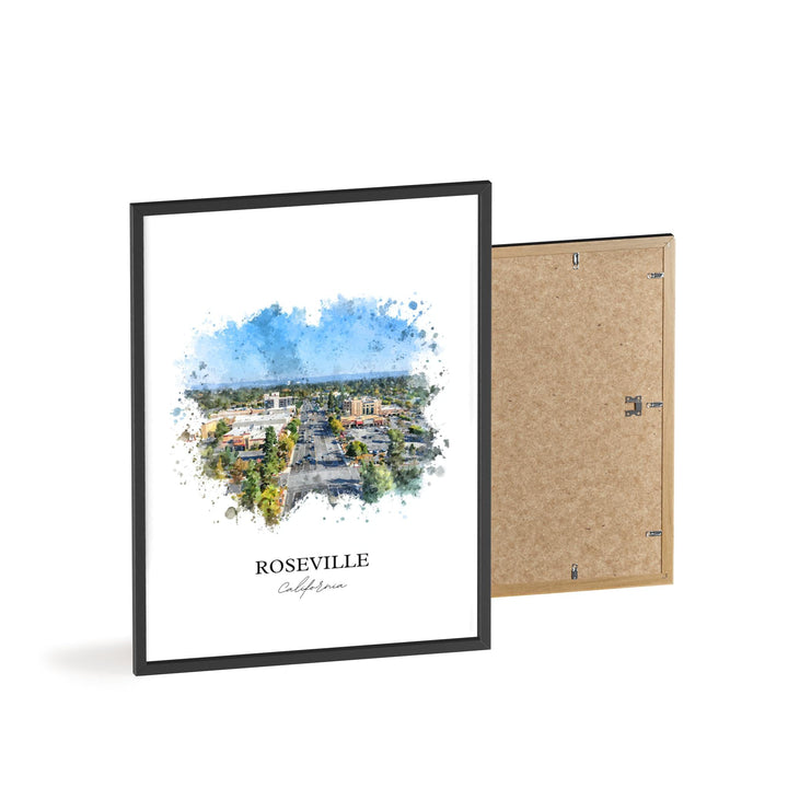Roseville, California – Watercolor Art Print