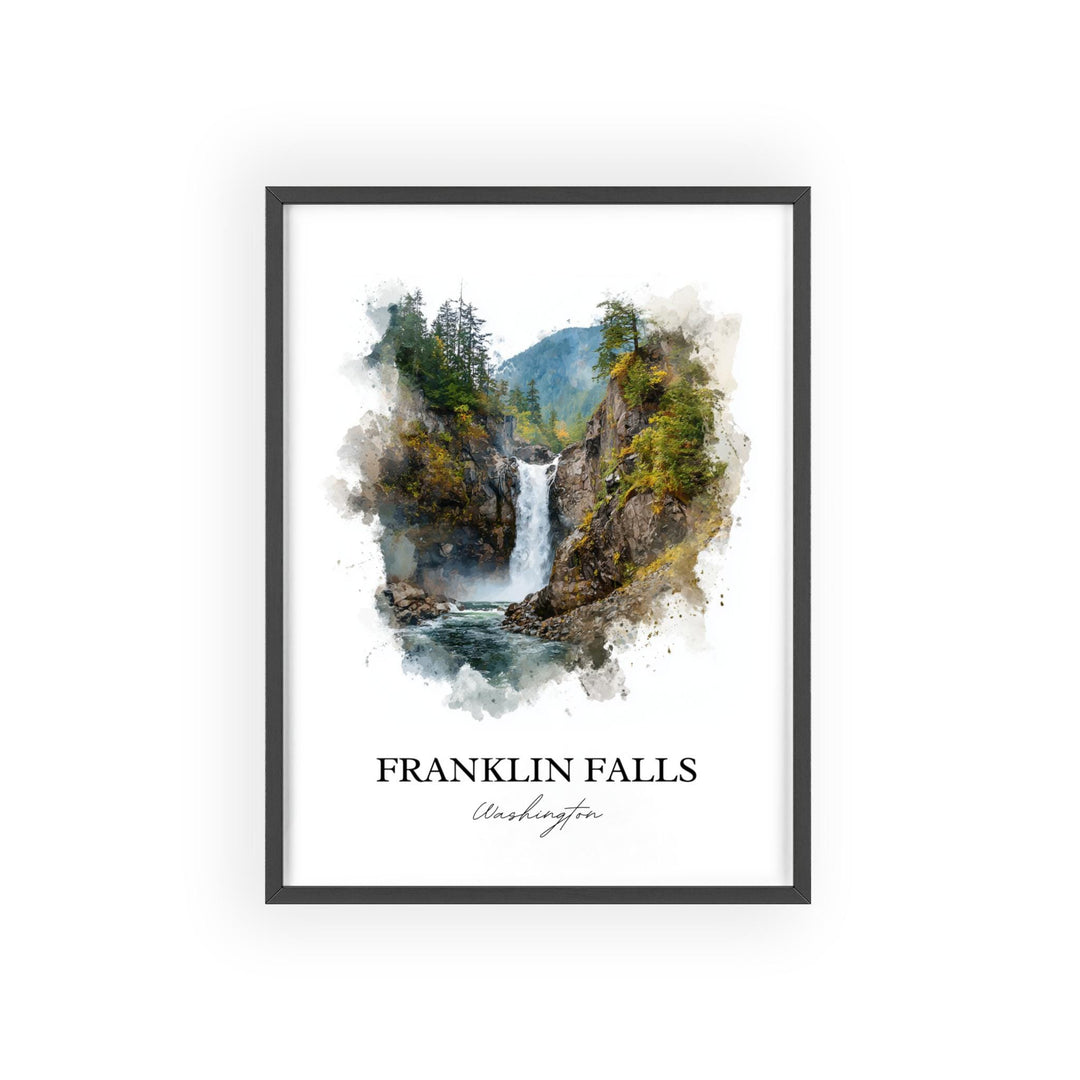 Franklin Falls Art, Snoqualmie River Print, Washington State Artwork, Franklin Falls WA Gift, Travel Print, Travel Poster, Housewarming Gift