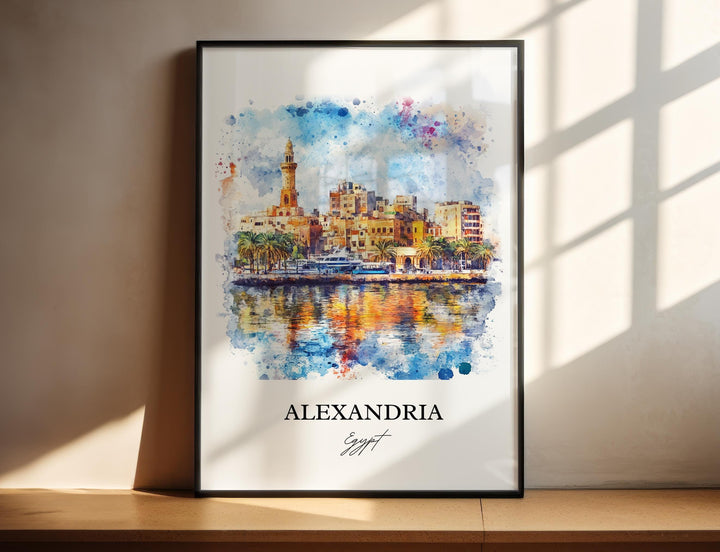 Alexandria Egypt Wall Art, Egypt Print, Egypt Watercolor Art, Alexandria Gift, Travel Print, Travel Poster, Housewarming Gift
