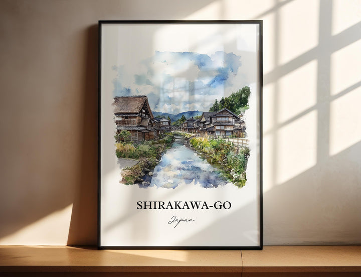 Shirakawa-Go Wall Art, Ono District Print, Japan Watercolor Art, Shirakawa Japan Gift, Travel Print, Travel Poster, Housewarming Gift