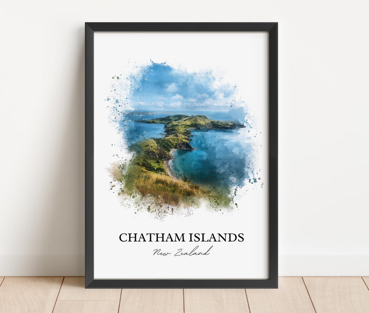 Chatham Islands Wall Art, New Zealand Print, New Zealand Watercolor Art, Chatham Island Gift, Travel Print, Travel Poster, Housewarming Gift