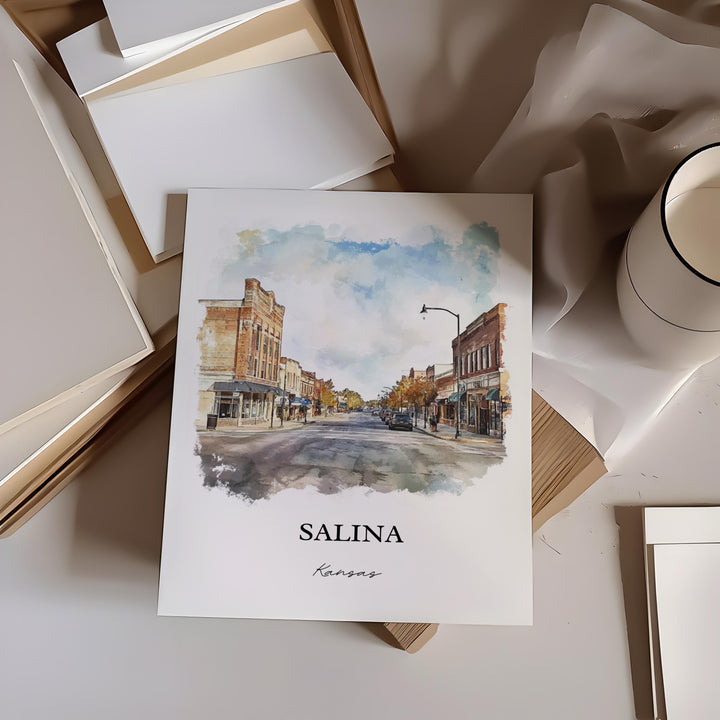 Salina Kansas Wall Art, Saline County Print, Kansas Watercolor Art, Salina KS Gift, Travel Print, Travel Poster, Housewarming Gift