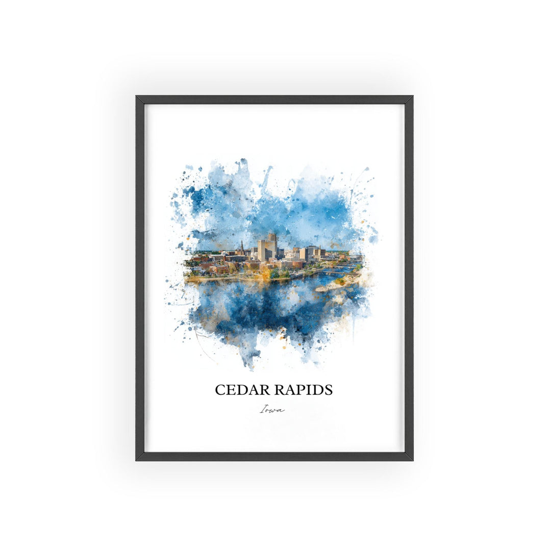 Cedar Rapids Wall Art, Cedar Rapids Print, Cedar Rapids Watercolor, Cedar Rapids Iowa Gift, Travel Print, Travel Poster, Housewarming Gift