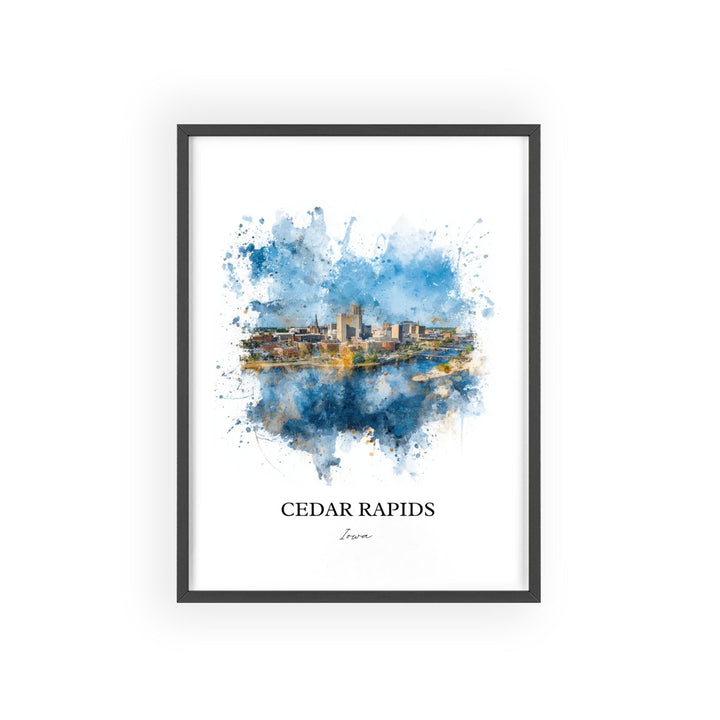 Cedar Rapids Wall Art, Cedar Rapids Print, Cedar Rapids Watercolor, Cedar Rapids Iowa Gift, Travel Print, Travel Poster, Housewarming Gift