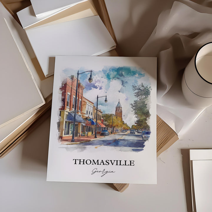Thomasville GA Wall Art, Thomas County GA Print, Georgia Watercolor Art, Thomasville Gift, Travel Print, Travel Poster, Housewarming Gift