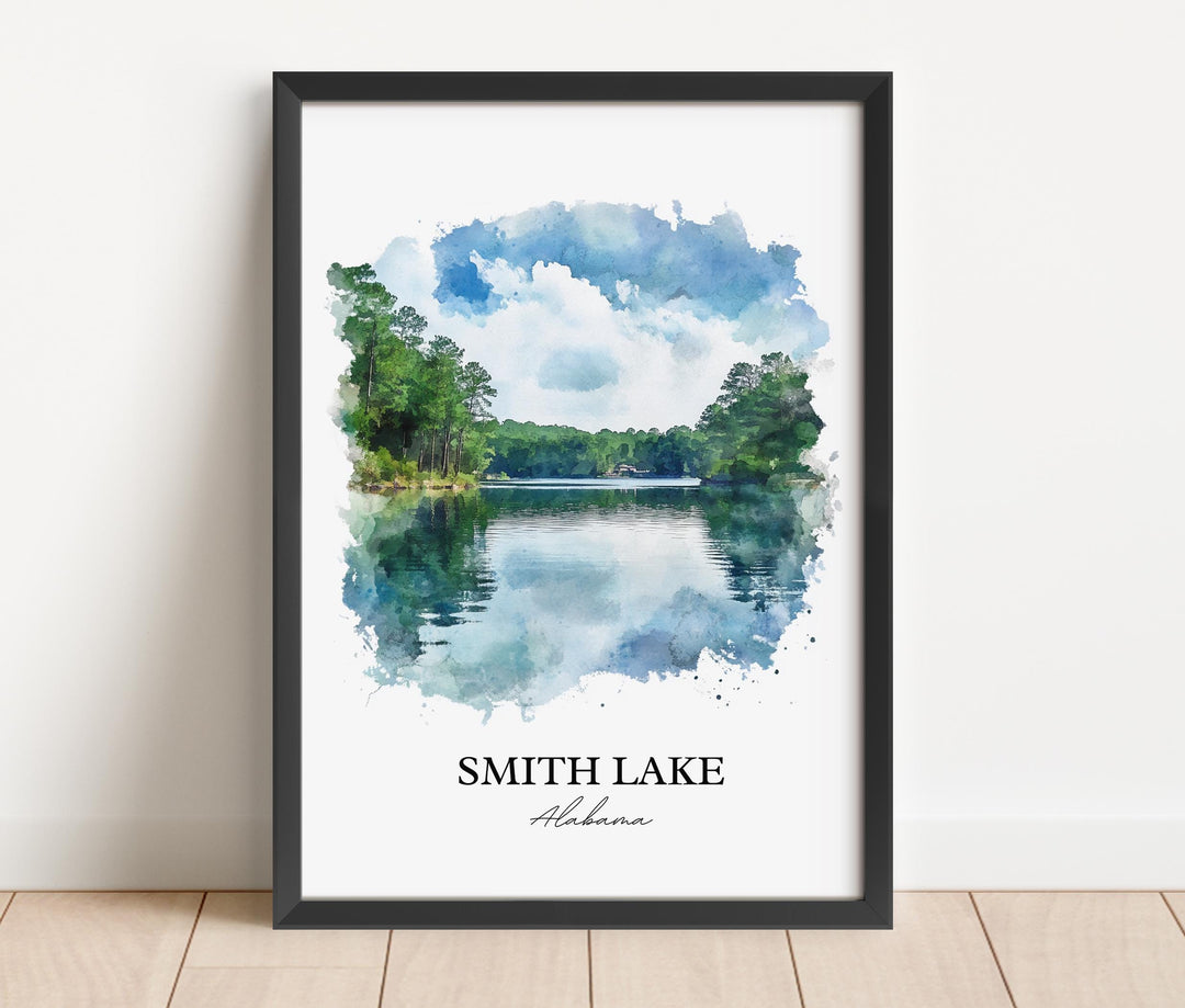 Smith Lake AL Wall Art, Haleyville Print, Alabama Watercolor Art, Smith Lake Alabama Gift, Travel Print, Travel Poster, Housewarming Gift