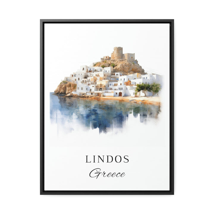 Lindos Greece wall art - Greece, Lindos poster, Lindos Wedding gift, Rhodes Greece Birthday present, Custom Text, Personalised Gift