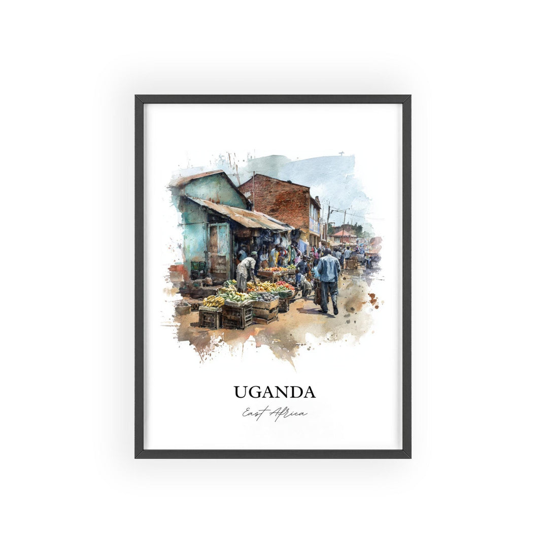 Uganda Wall Art, Uganda Print, Uganda Watercolor Art, Uganda Africa Gift, Travel Print, Travel Poster, Housewarming Gift