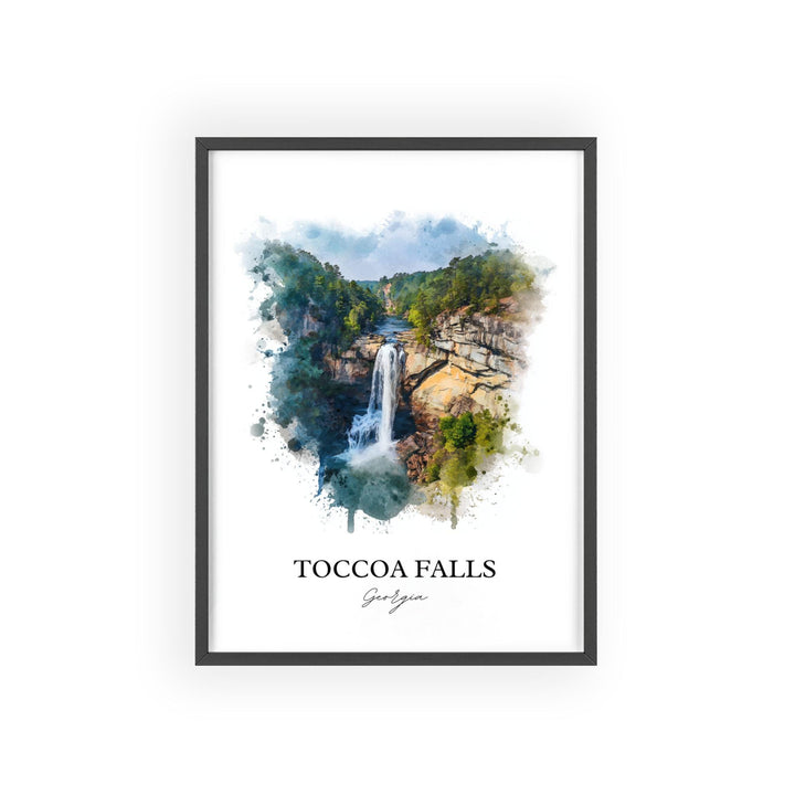 Toccoa Falls Wall Art, Stephens County Print, Georgia Watercolor Art, Toccoa Falls Gift, Travel Print, Travel Poster, Housewarming Gift