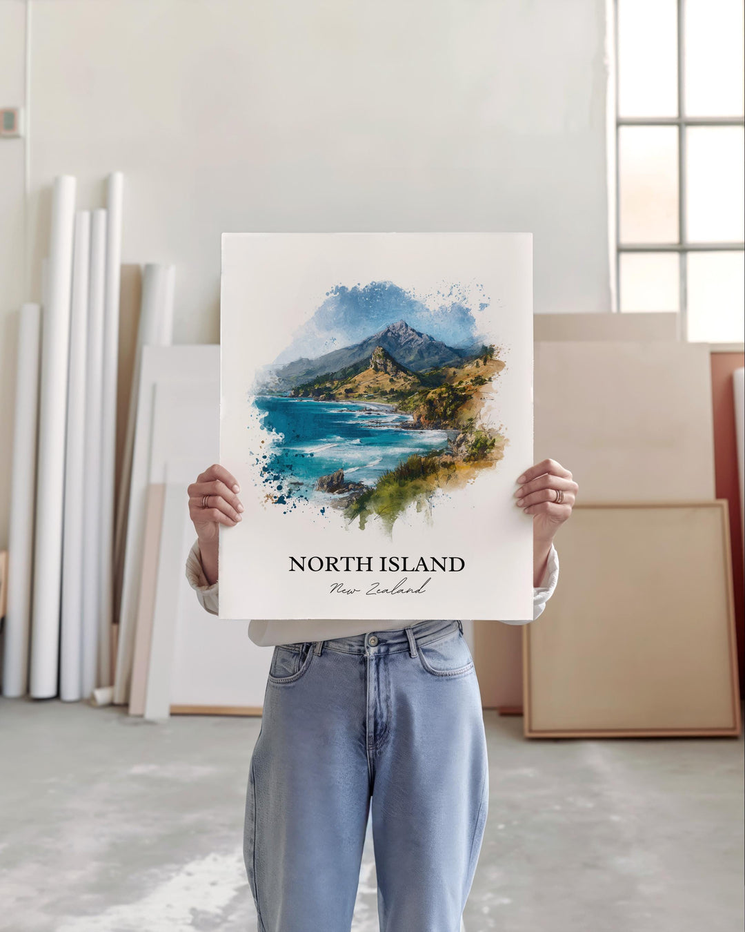 North Island, New Zealand – Watercolor Art Print