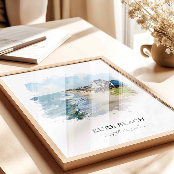 Kure Beach, North Carolina – Watercolor Art Print