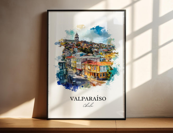 Valparaíso Wall Art, Valparaíso Print, Chile Watercolor Art, Valparaíso Chile Gift, Travel Print, Travel Poster, Housewarming Gift