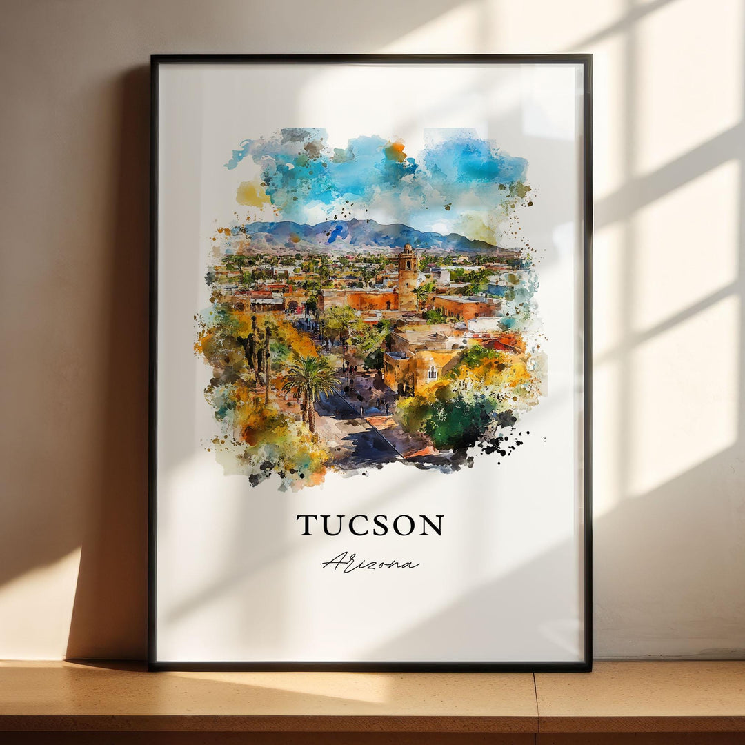 Tucson AZ Wall Art, Tucson Print, Tucson Watercolor Art, Pima County Gift, Travel Print, Travel Poster, Housewarming Gift