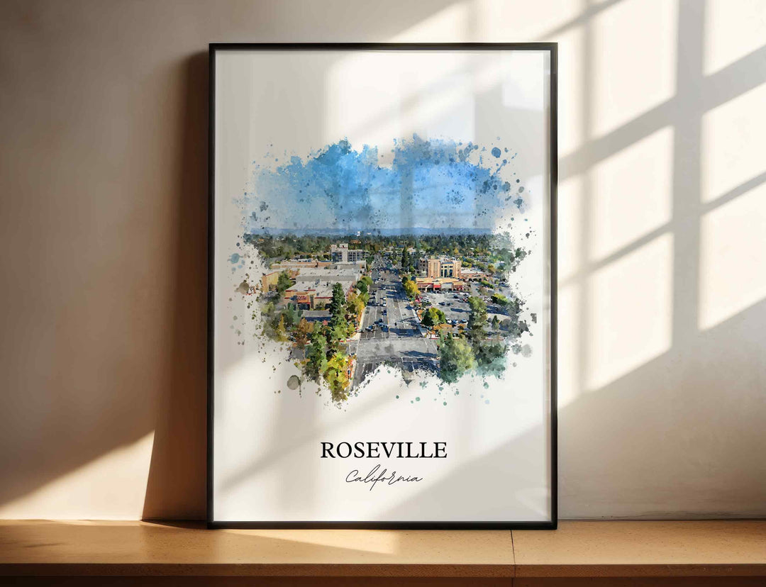 Roseville, California – Watercolor Art Print