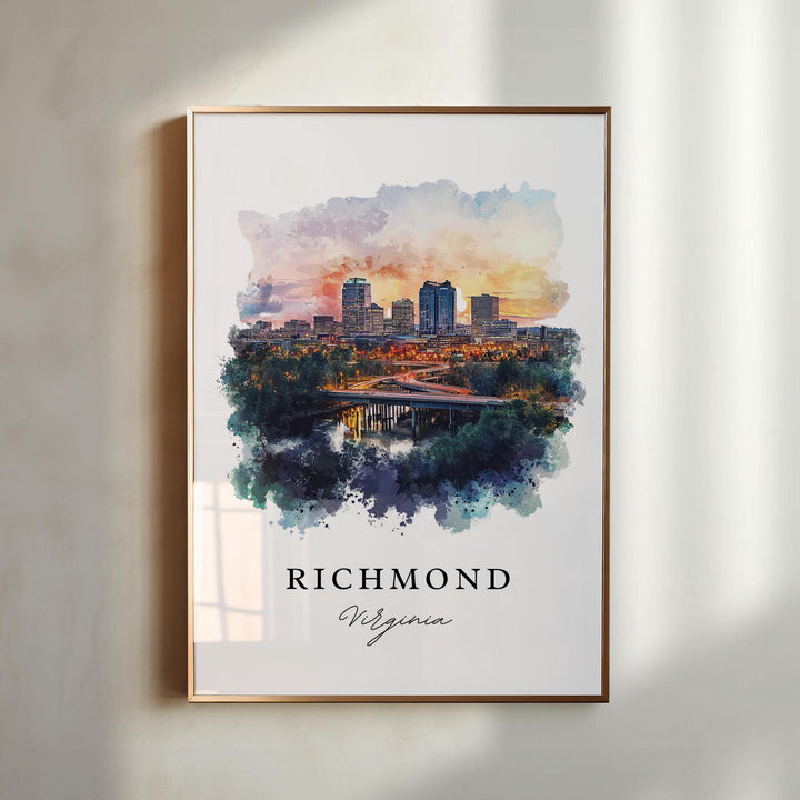 Richmond VA Wall Art, Richmond Print, Richmond Watercolor Art, Richmond Virginia Gift,