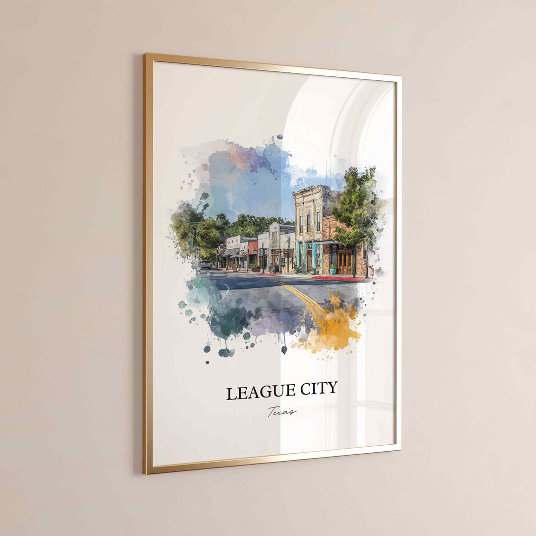 League City, Texas – Watercolor Art Print