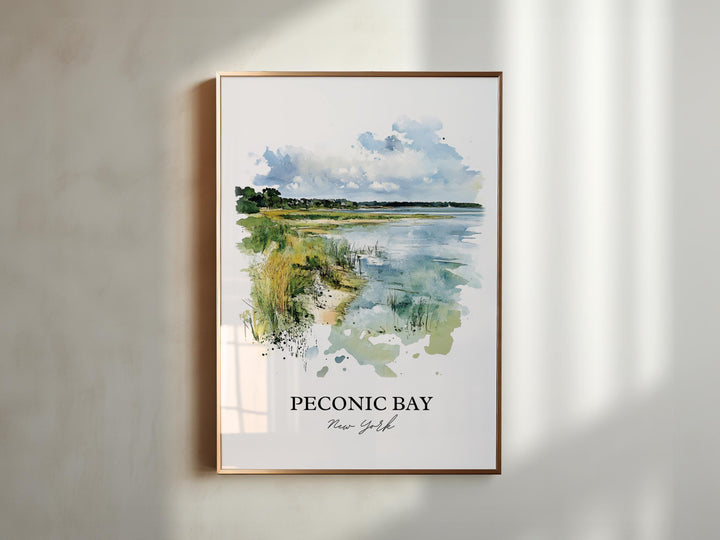 Peconic Bay Wall Art, Suffolk County Print, Long Island Watercolor Art, Peconic Bay Gift, Travel Print, Travel Poster, Housewarming Gift