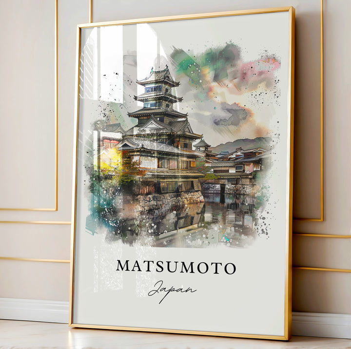 Matsumoto Wall Art, Matsumoto Print, Matsumoto Japan Watercolor, Nagano Gift,