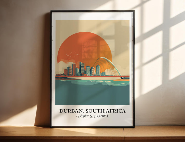Durban Art, Durban Retro Travel Art, South Africa Home Decor, South Africa Gift, South Africa Travel Art, Travel Prints, Housewarming Gift