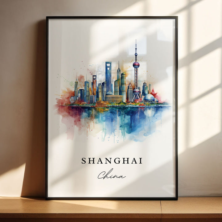 Shanghai wall art - China, Shanghai poster, Shanghai Wedding gift, Shanghai Skyline Birthday present, Custom Text, Personalised Gift