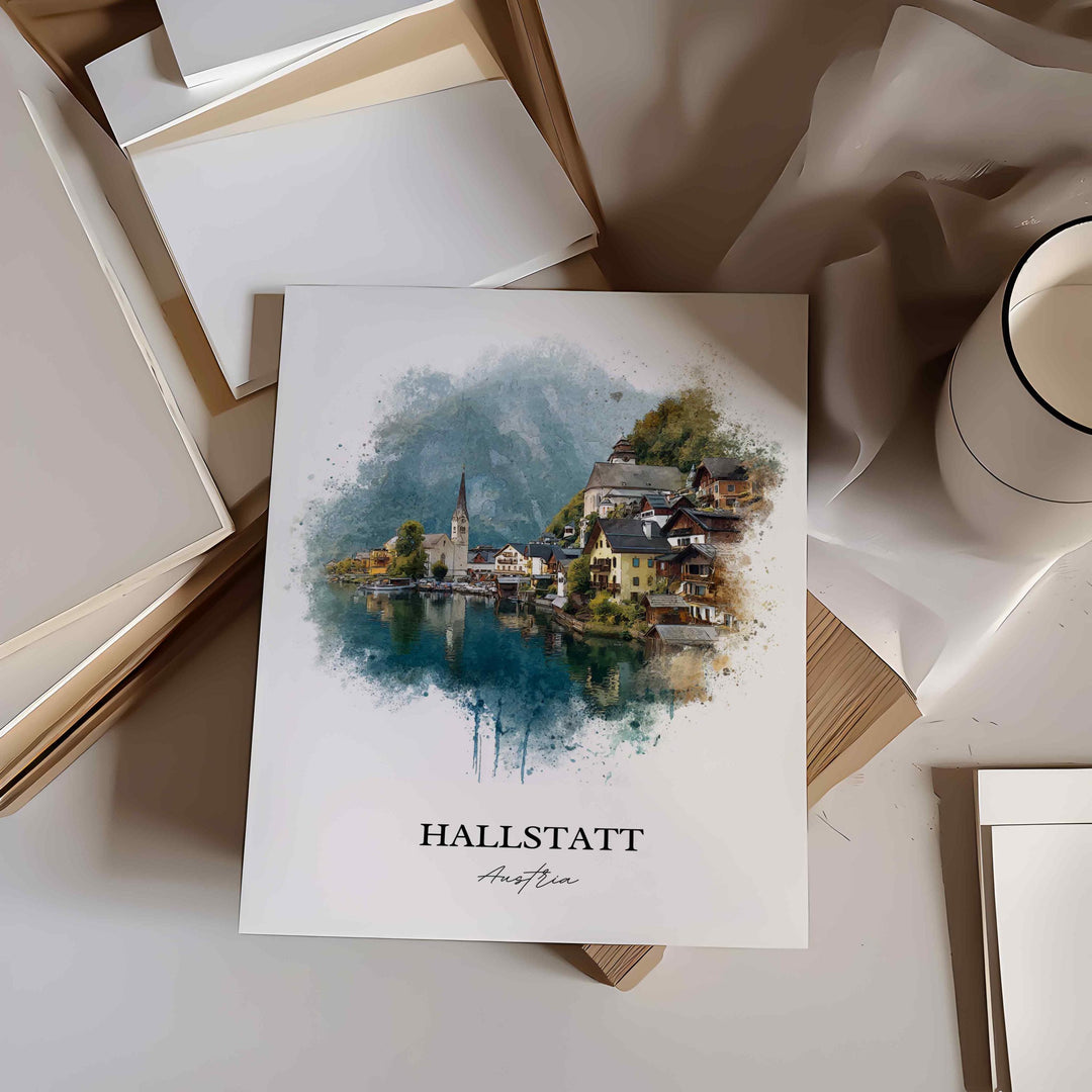 Hallstatt, Austria – Watercolor Art Print