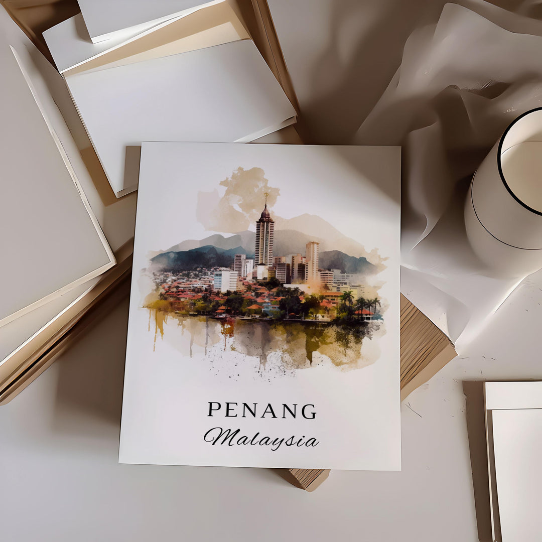 Penang Malaysia wall art - Malaysia, Penang poster, Penang Wedding gift, Penang Birthday present, Custom Text, Personalised Gift