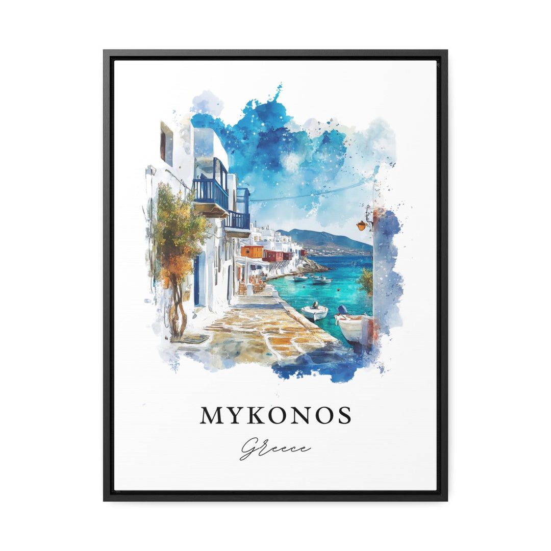 Mykonos Wall Art, Mykonos Greece Print, Mykonos Watercolor Art, Mykonos Gift, Mykonos