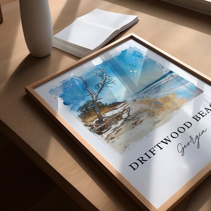 Driftwood Beach GA Art, Jekyll Island Print, Driftwood Beach Watercolor, Jekyll Island Gift,