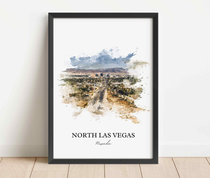 North Las Vegas Wall Art, Las Vegas Print, Nevada Watercolor Art, North Las Vegas Gift, Travel Print, Travel Poster, Housewarming Gift