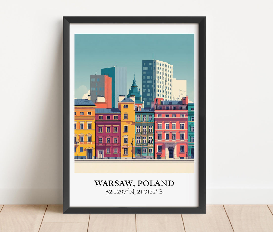 Warsaw Art, Warsaw Retro Travel Art, Warsaw Home Decor, Warsaw Gift, Warsaw Poland Travel Art, Travel Prints, Housewarming Gift