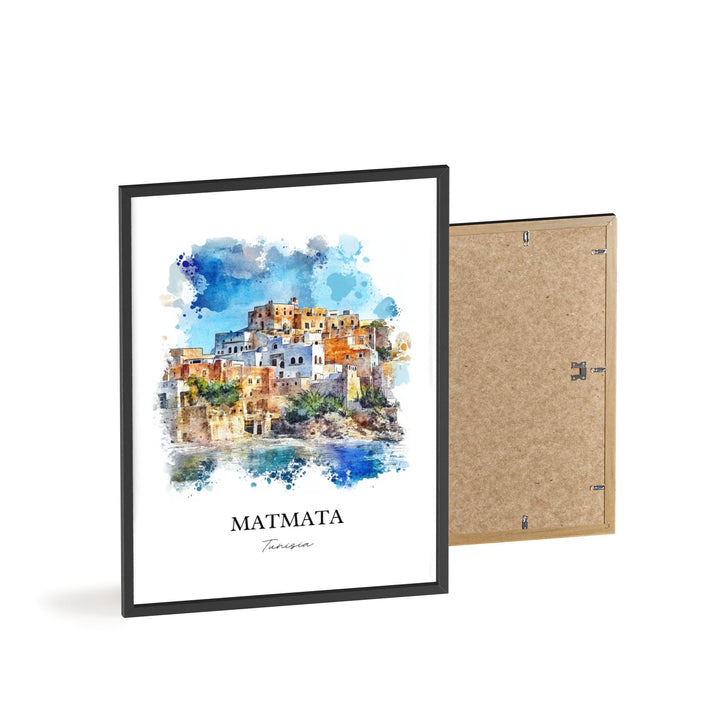 Matmata Wall Art, Southern Tunisia Print, Tunisia Watercolor Art, Matmata Tunisia Gift, Travel Print, Travel Poster, Housewarming Gift