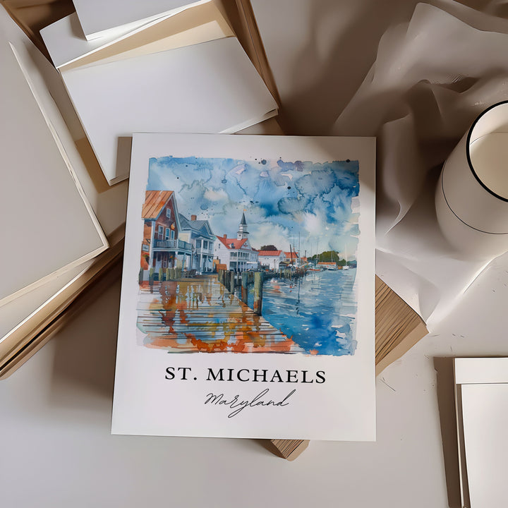 St. Michaels MD Wall Art, St. Michaels Print, St. Michaels Watercolor, St. Michaels MD Gift,