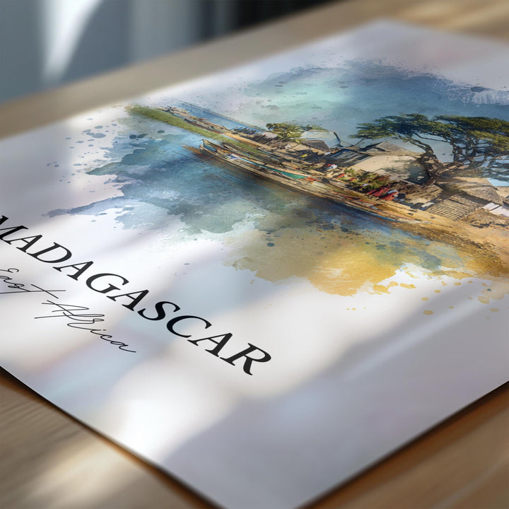 Madagascar Wall Art, Madagascar Print, Africa Watercolor Art, Eastern Africa Gift, Travel Print, Madagascar Travel Poster, Housewarming Gift
