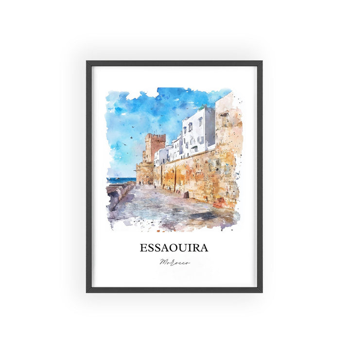 Essaouira Wall Art, Essaouira Print, Morocco Watercolor Art, Essaouira Gift, Travel Print, Travel Poster, Housewarming Gift