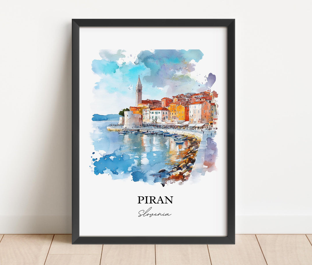 Piran Slovenia Wall Art, Piran Print, Slovenia Watercolor Art, Piran Slovenia Gift, Travel Print, Travel Poster, Housewarming Gift