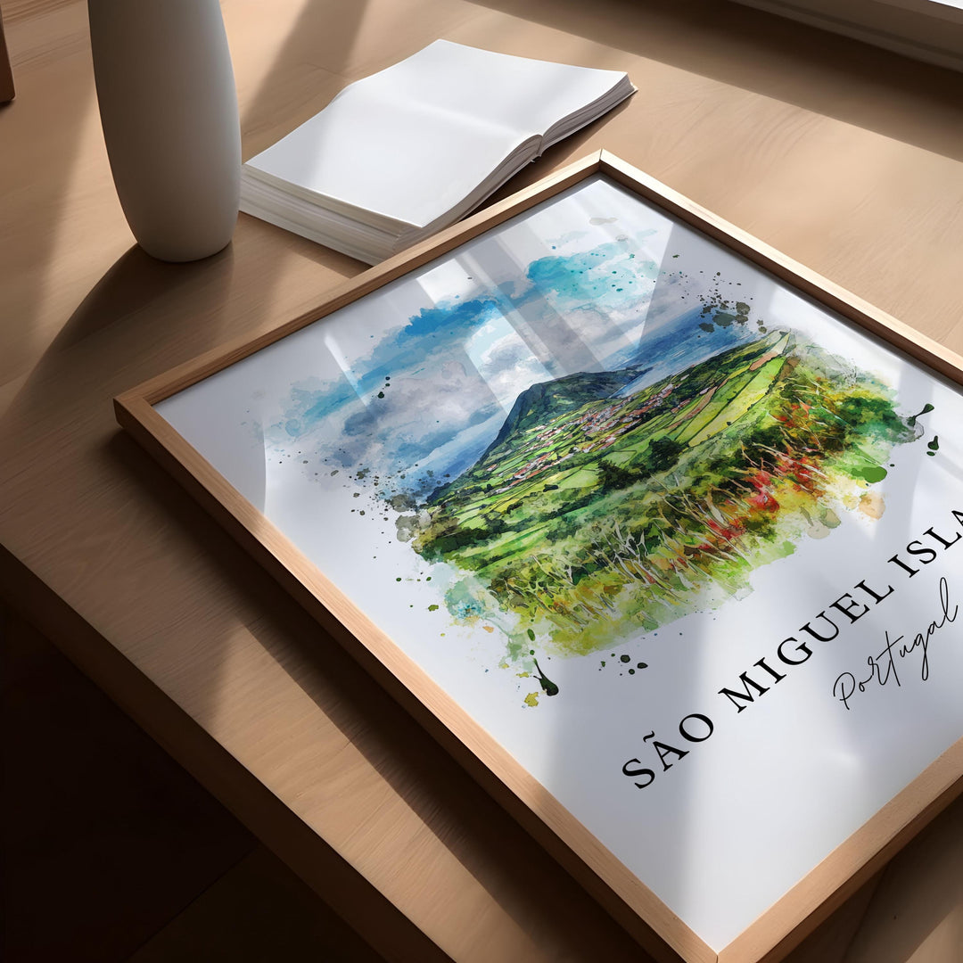 São Miguel Island, Portugal – Watercolor Art Print