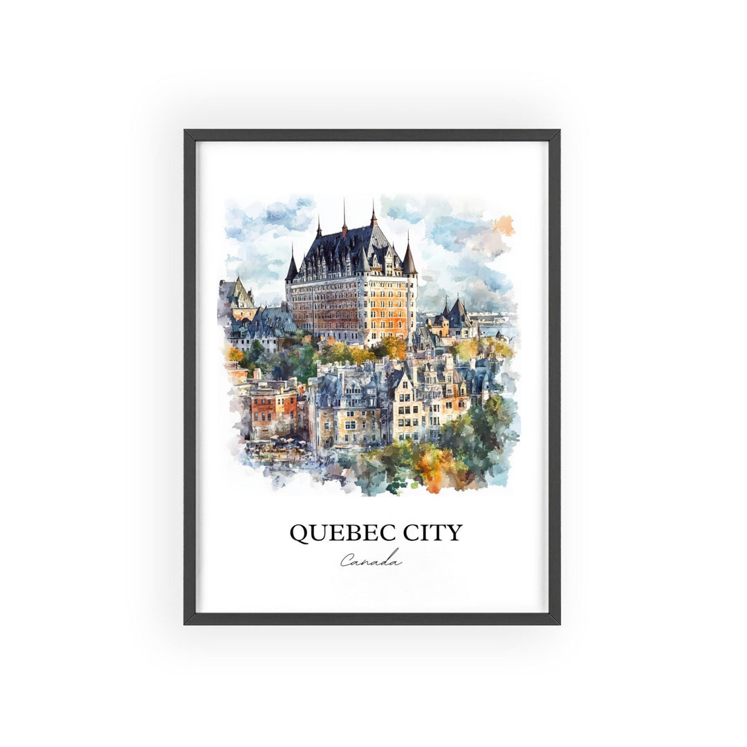 Quebec City Wall Art, Saint Lawrence River Print, Canada Watercolor Art, Quebec City Gift, Travel Print, Travel Poster, Housewarming Gift