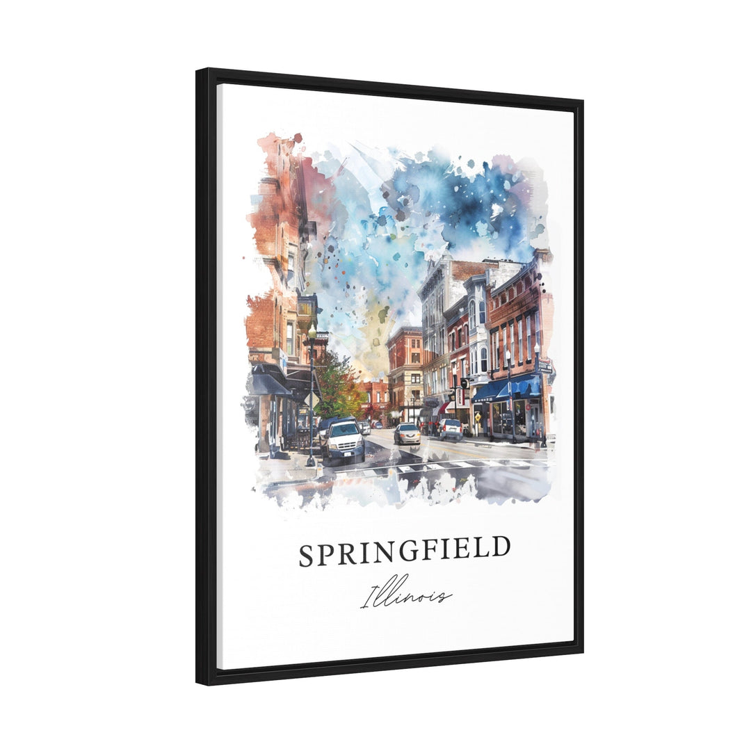 Springfield IL Art, Springfield Illinois Print, Springfield Watercolor, Sangamon IL Gift,