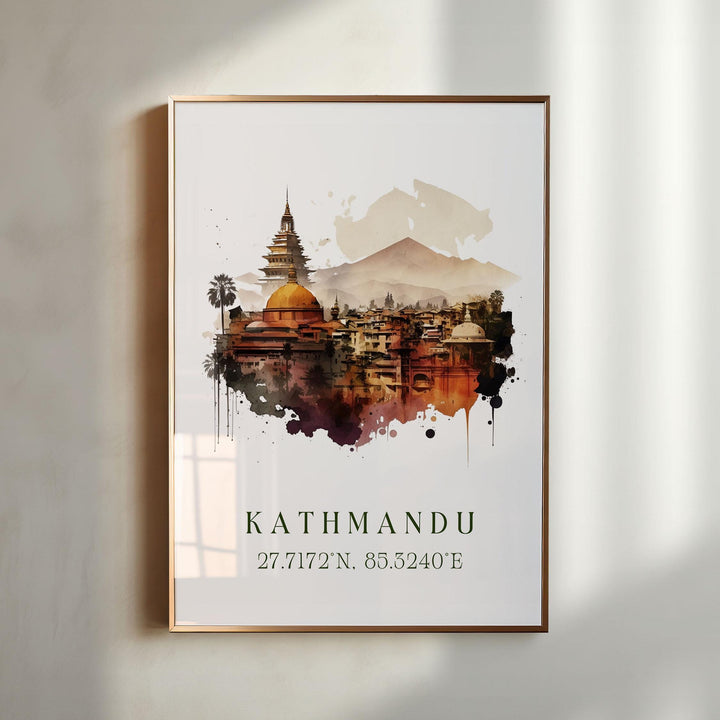 Kathmandu Nepal wall art - Nepal, Kathmandu poster, Kathmandu Wedding gift, Birthday present, Custom Text, Personalised Gift