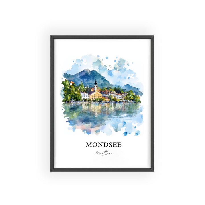Mondsee Wall Art, Vöcklabruck District Print, Austria Watercolor Art, Mondsee Austria Gift, Travel Print, Travel Poster, Housewarming Gift