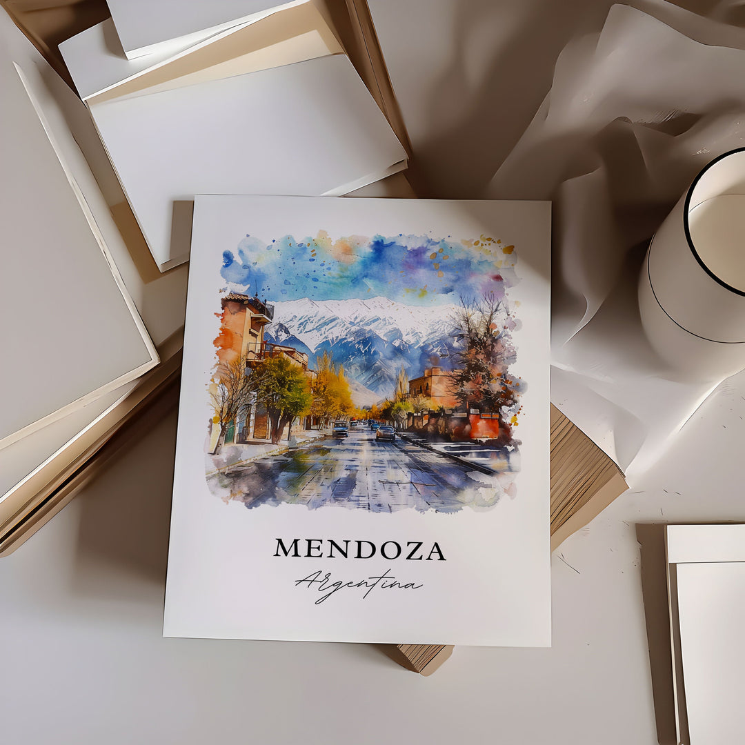 Mendoza Argentina Wall Art, Mendoza Print, Mendoza Watercolor, Mendoza Argentina Gift,