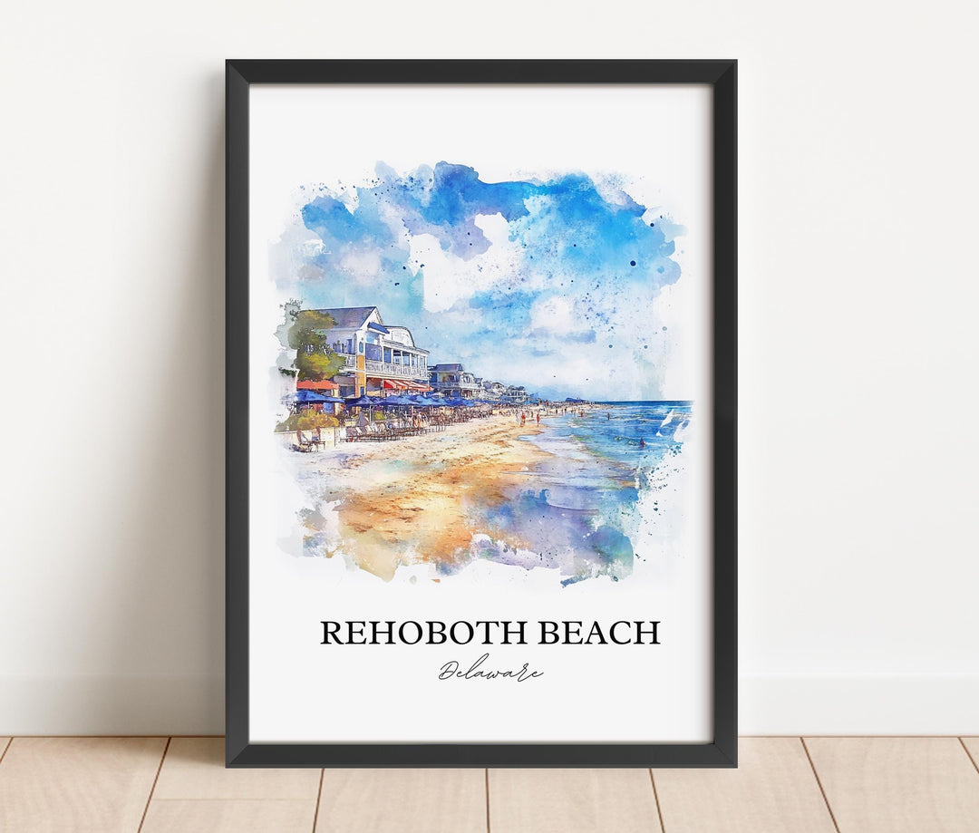 Rehoboth Beach Wall Art, Rehoboth Print, Delaware Watercolor Art, Rehoboth Beach Gift, Travel Print, Travel Poster, Housewarming Gift