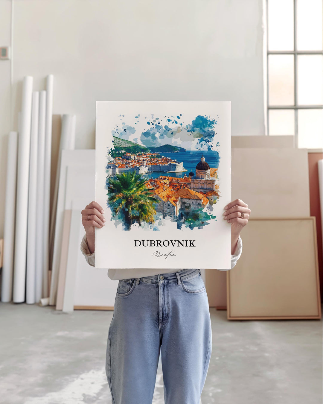 Dubrovnik Wall Art, Dubrovnik Croatia Print, Croatia Watercolor Art, Dubrovnik Gift, Travel Print, Travel Poster, Housewarming Gift