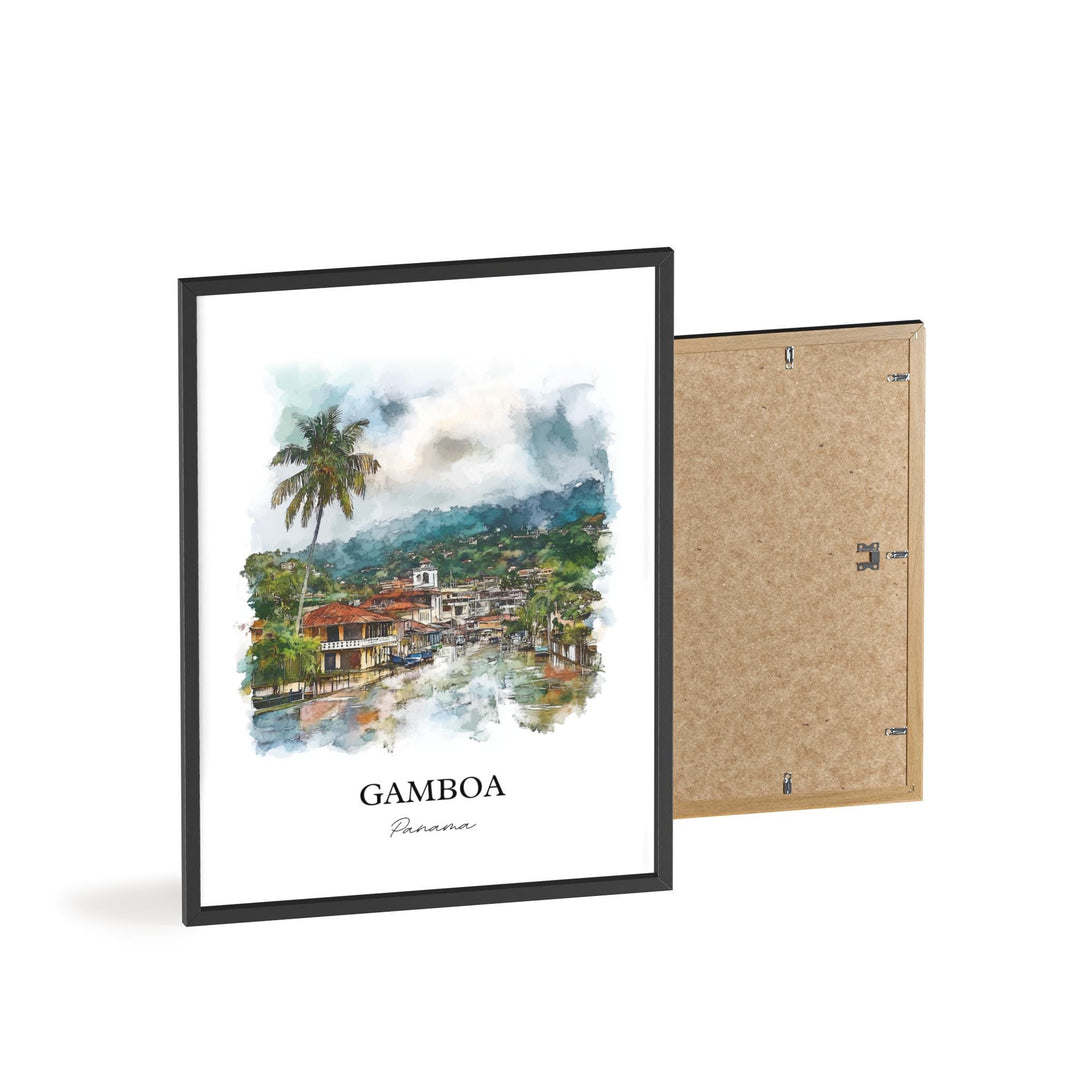 Gamboa Wall Art, Panama Print, Panama Watercolor Art, Gamboa Panama Gift, Travel Print, Travel Poster, Housewarming Gift