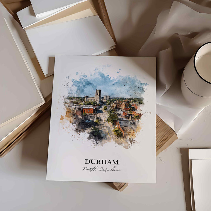 Durham, North Carolina – Watercolor Art Print