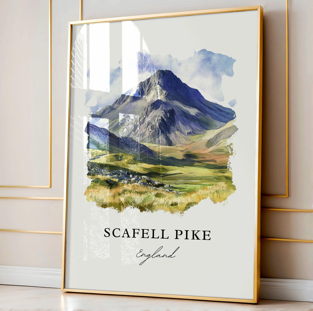 Scafell Pike England Art, Scafell Pike Print, Scafell Pike Watercolor Art, Cumbria UK Gift,