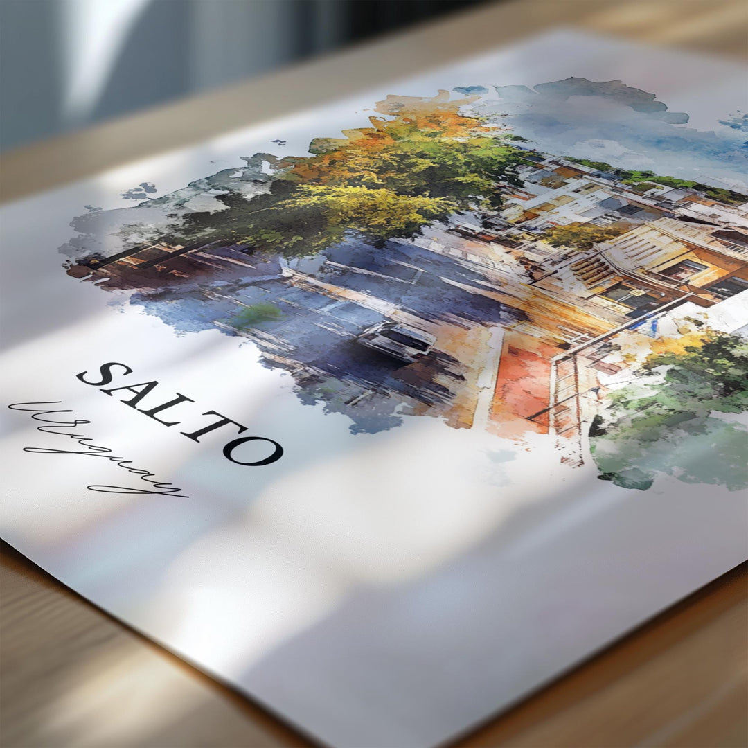Salto Uruguay Wall Art, Salto Dept Print, Uruguay Watercolor Art, Salto Uruguay Gift, Travel Print, Travel Poster, Housewarming Gift