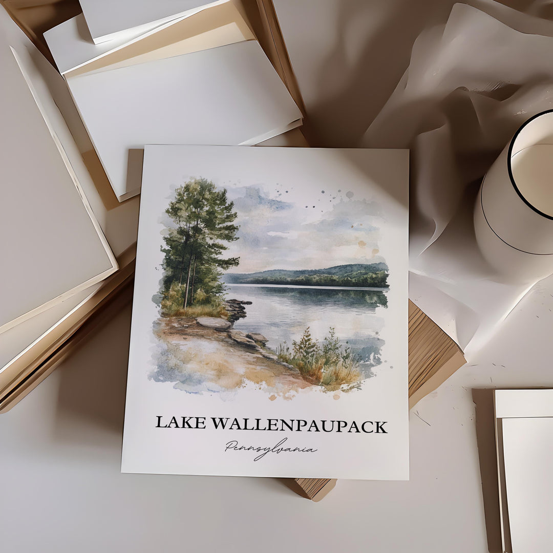Lake Wallenpaupack Art, Tafton PA Print, Pennsylvania Watercolor, Lake Wallenpaupack Gift, Travel Print, Travel Poster, Housewarming Gift
