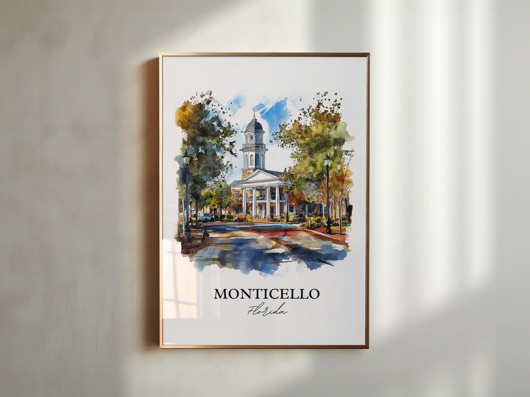 Monticello FL Wall Art, Monticello Florida Print, Florida Artwork, Jefferson County FL Gift, Travel Print, Travel Poster, Housewarming Gift