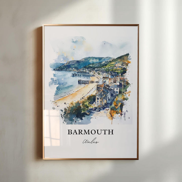 Barmouth Wales Wall Art, Gwynedd UK Print, Wales Watercolor Art, Barmouth Wales Gift, Travel Print, Travel Poster, Housewarming Gift